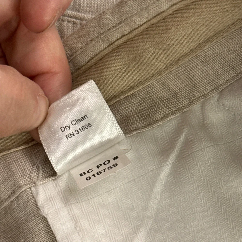 Jos A Bank Linen Cotton Pants Mens 40x28 Beige Tailored Drawstring Trousers